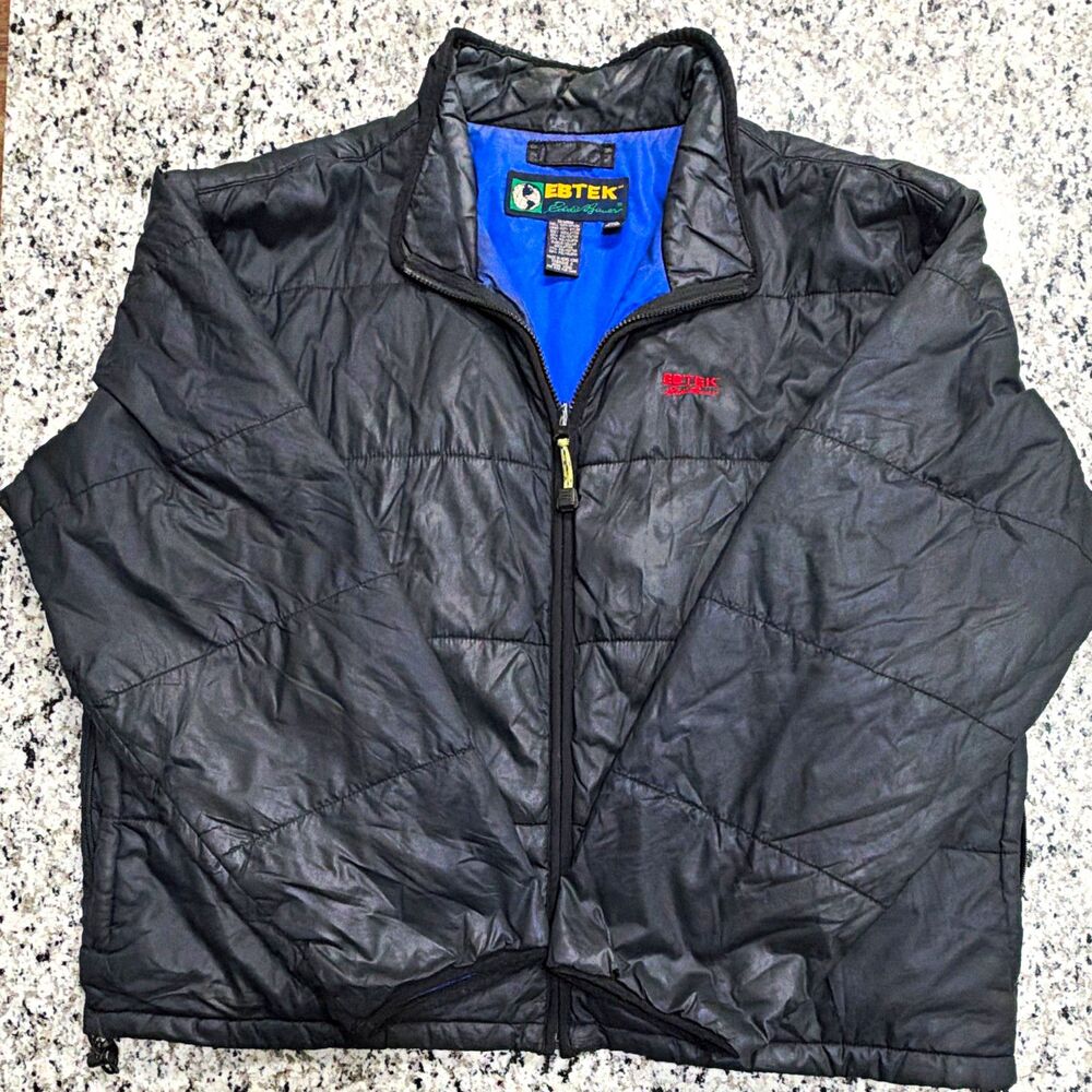 EBTEK Eddie Bauer Men's XL Black Insulated Ripstop Puffer Jacket Full Zip